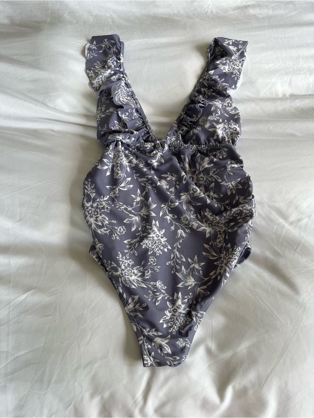 Pinkblush Blue/Gray & White Floral Tie-Back One-Piece